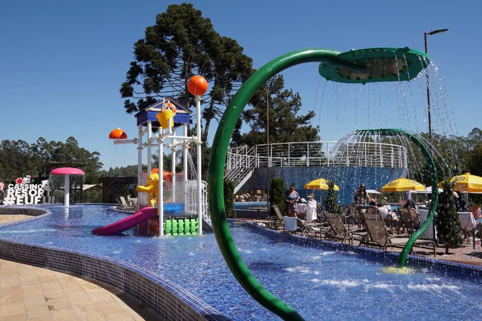 Parque aquático e recreação infantil no Cassino Resort Poços de Caldas
