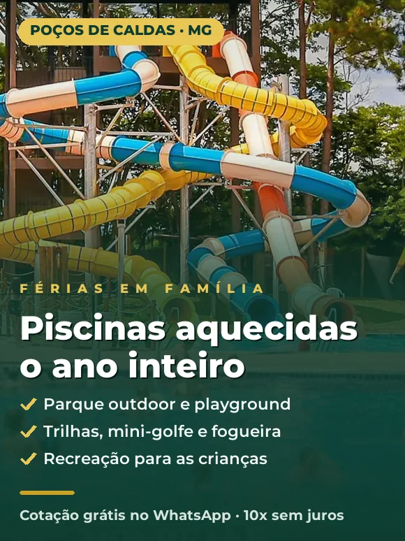 Parque aquático com piscinas aquecidas no Monreale Resort, Poços de Caldas